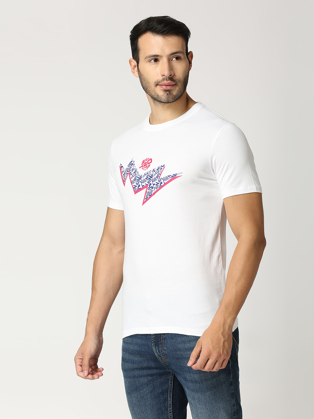 ICC T20 ICC Men's T20 WC-24 White Graphic Printed Half Sleeves Cotton Round Neck T-Shirt (3)