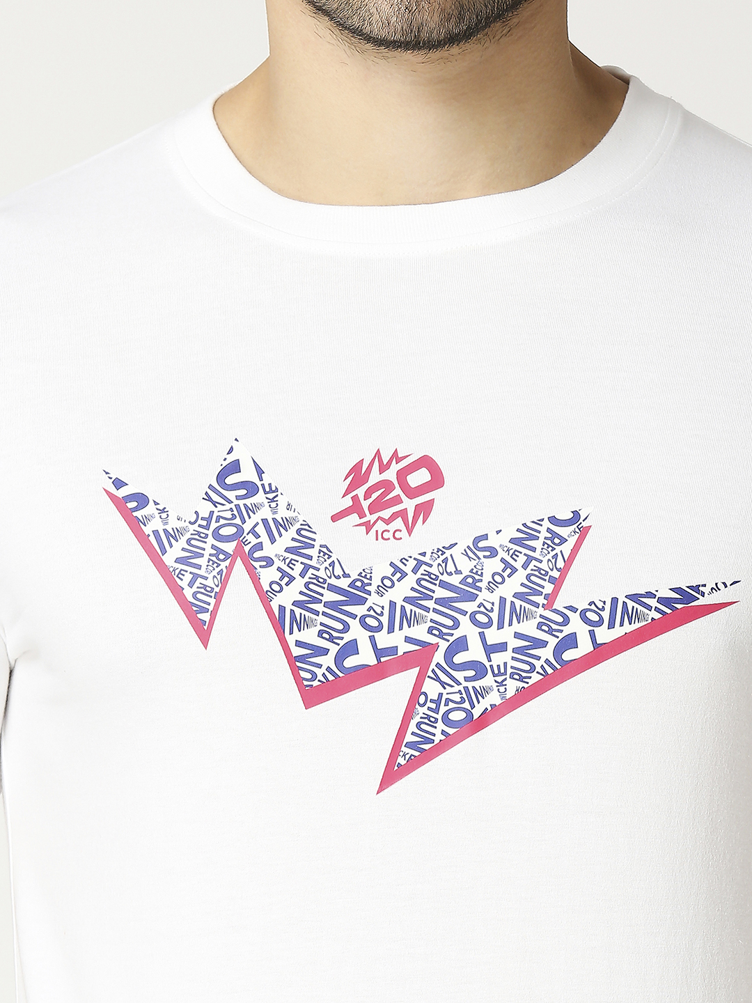 ICC T20 ICC Men's T20 WC-24 White Graphic Printed Half Sleeves Cotton Round Neck T-Shirt (10)