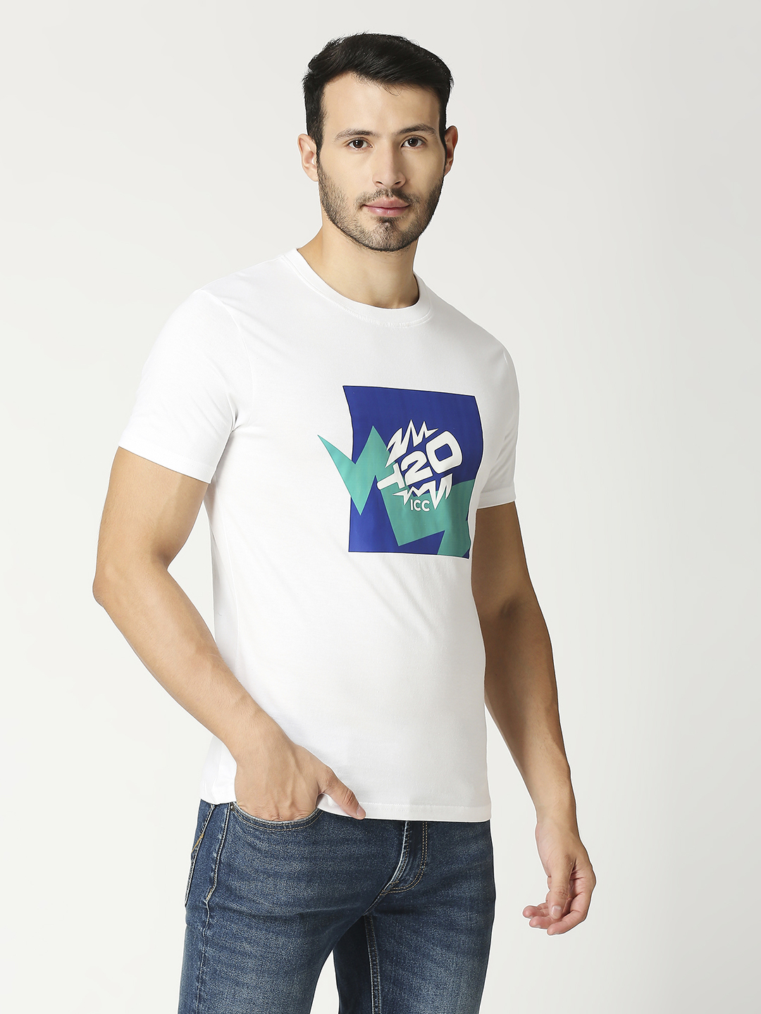 ICC T20 ICC Men's T20 WC-24 White Graphic Printed Half Sleeves Cotton Round Neck T-Shirt (3)