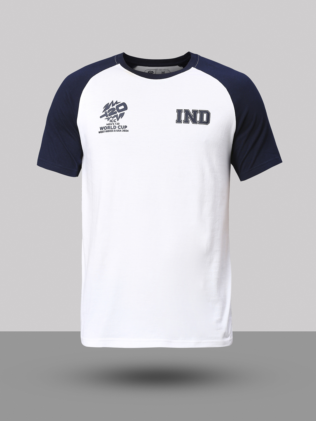 ICC T20 ICC Men's T20 WC-24 White & Navy Blue Logo Printed Half Sleeves Round Neck Cotton T-Shirt (9)