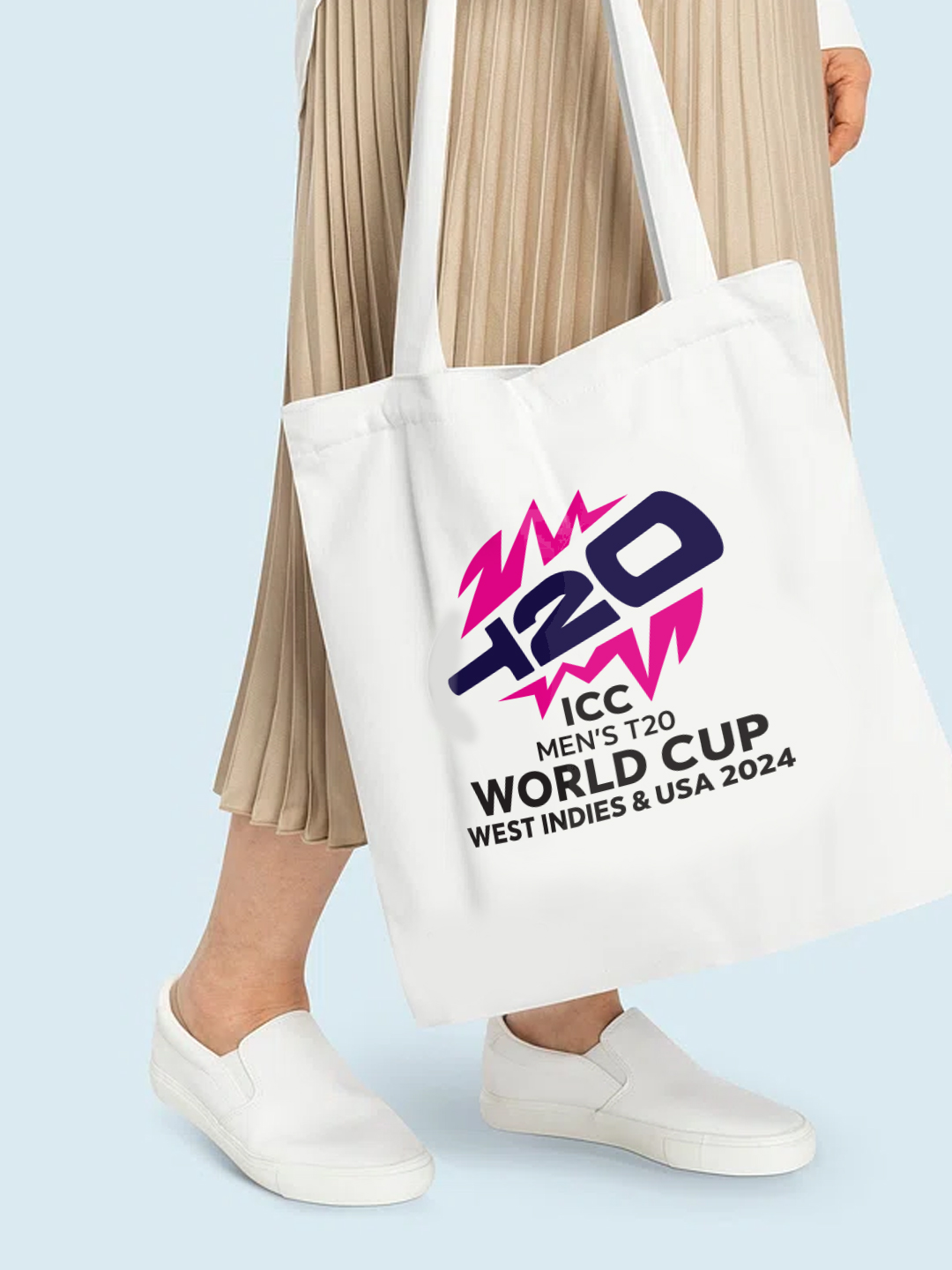 ICC T20 ICC Men's T20 WC-24 White Printed Canvas Tote Bag (2)