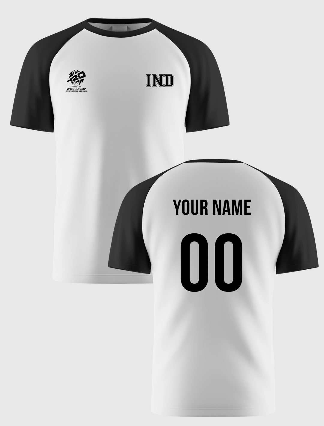 ICC T20 Men White Logo Printed Half Sleeves Round Neck Cotton T-Shirt - Customised (2)