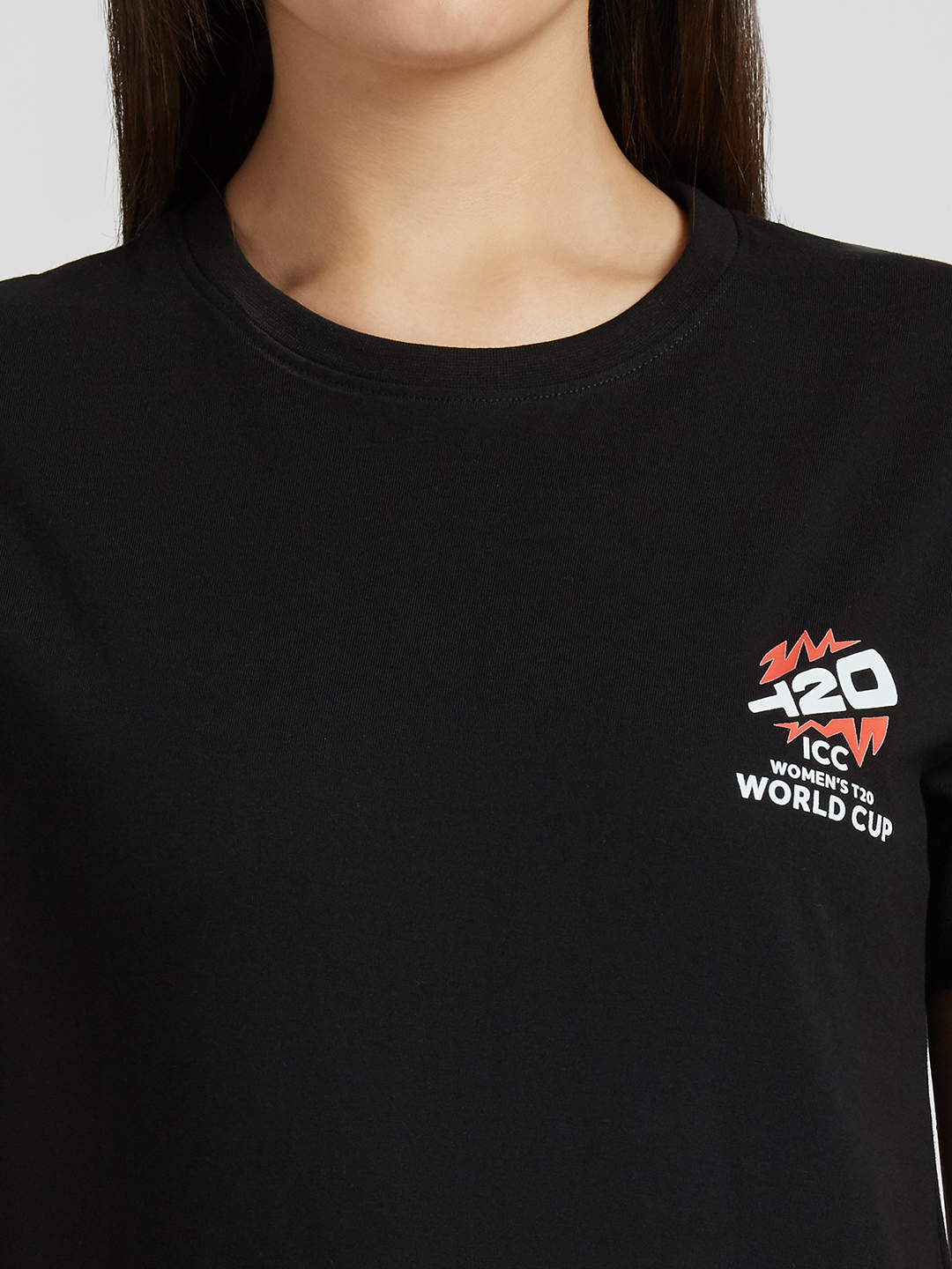 ICC WWC T20 ICC Women's T20 WC-24 Black Graphic Printed Cotton T-Shirt (10)