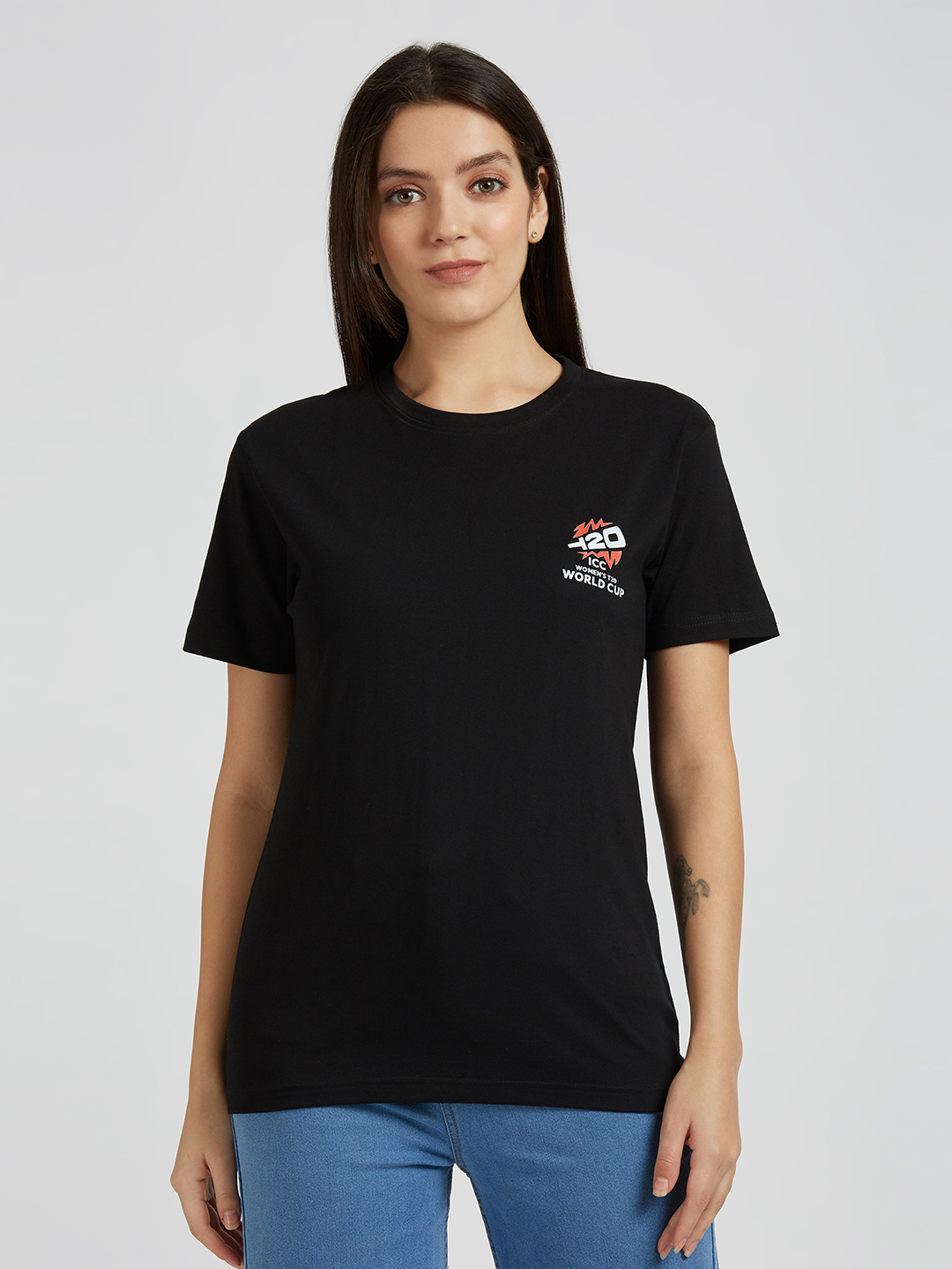 ICC WWC T20 ICC Women's T20 WC-24 Black Graphic Printed Cotton T-Shirt (3)