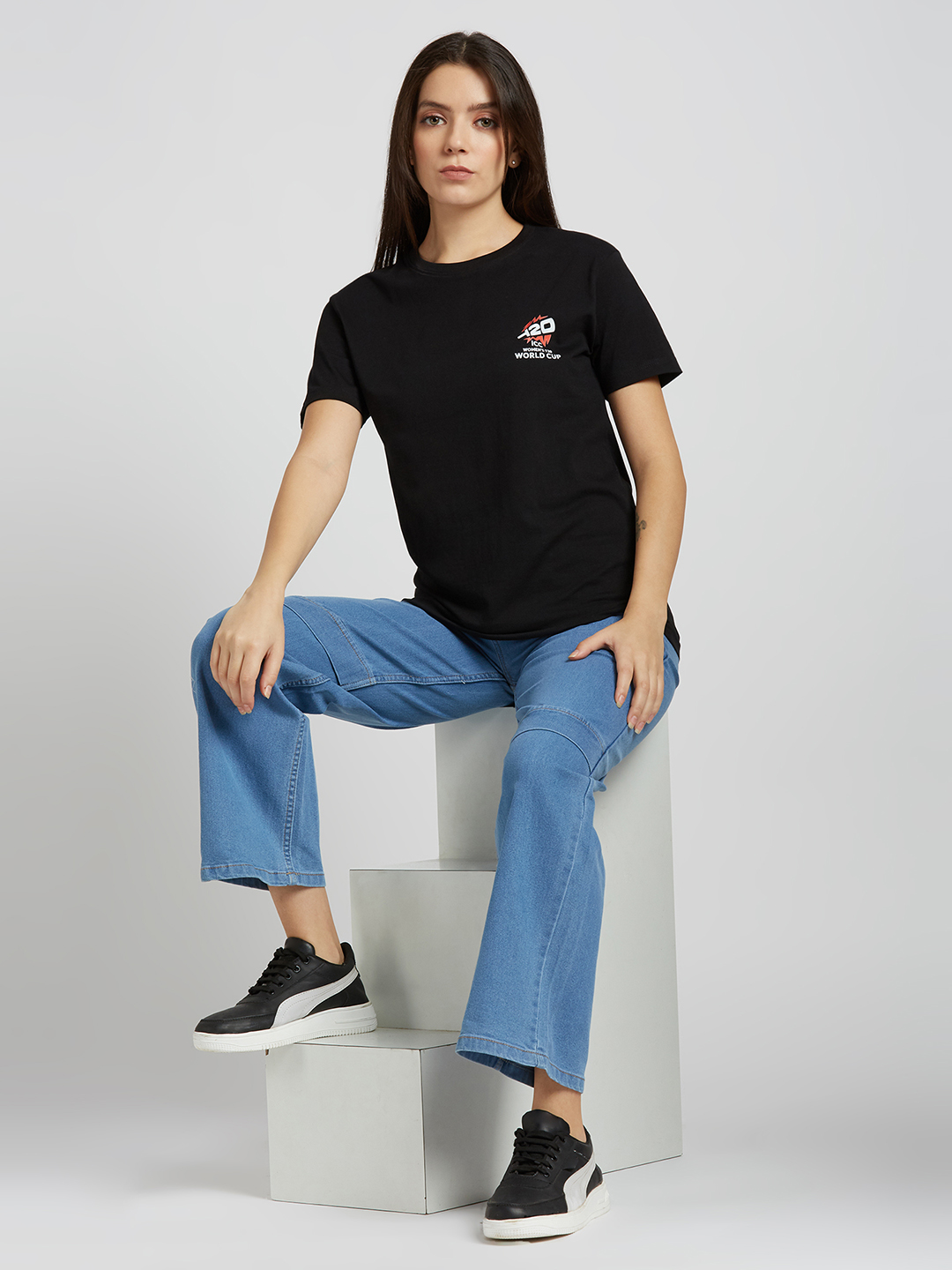 ICC WWC T20 ICC Women's T20 WC-24 Black Graphic Printed Cotton T-Shirt (7)