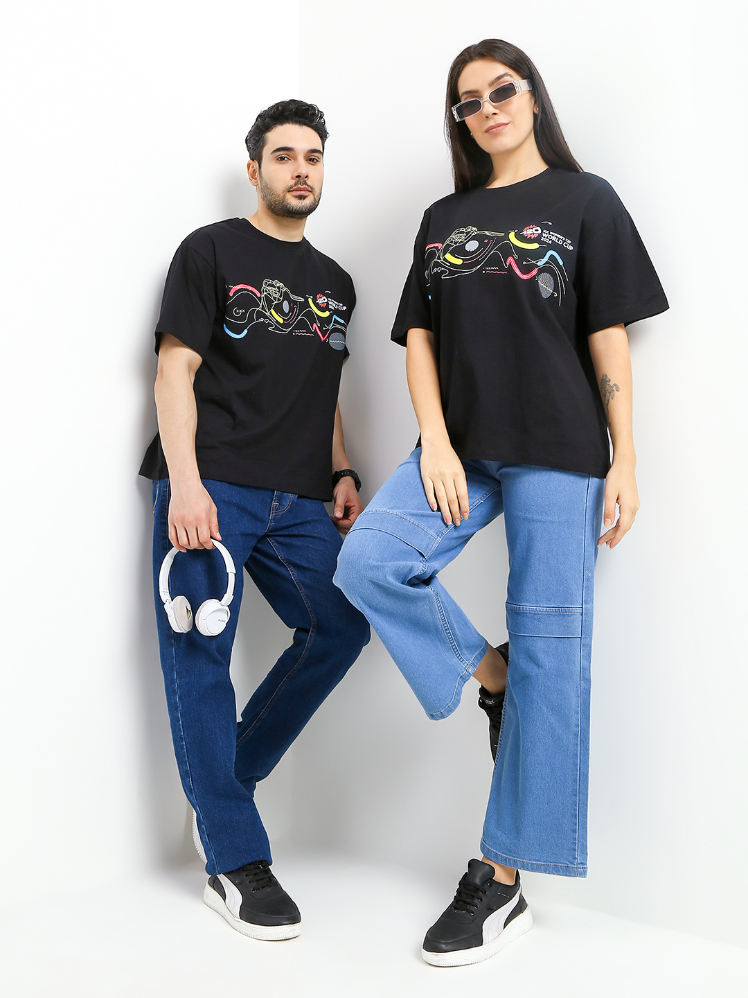 ICC WWC T20 ICC Women's T20 WC-24 Black Graphic Printed Oversized T-Shirt (10)