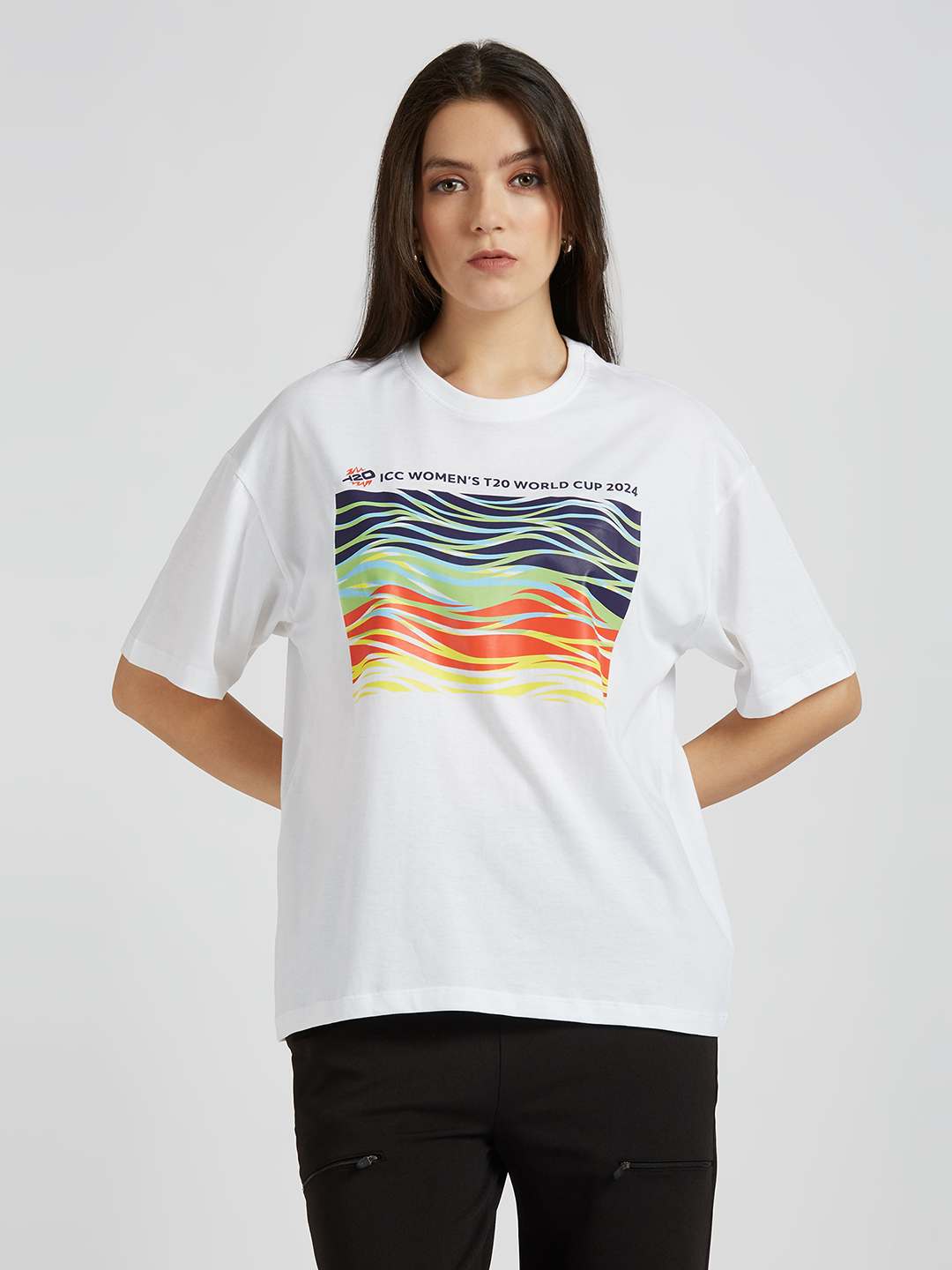 ICC WWC T20 ICC Women's T20 WC-24 ICC Women's Trophy Tour Oversized Cotton T-Shirt (2)