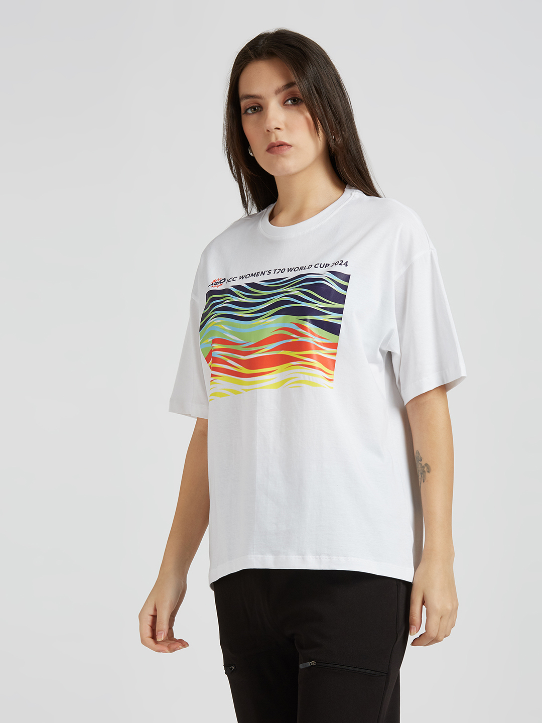 ICC WWC T20 ICC Women's T20 WC-24 ICC Women's Trophy Tour Oversized Cotton T-Shirt (3)