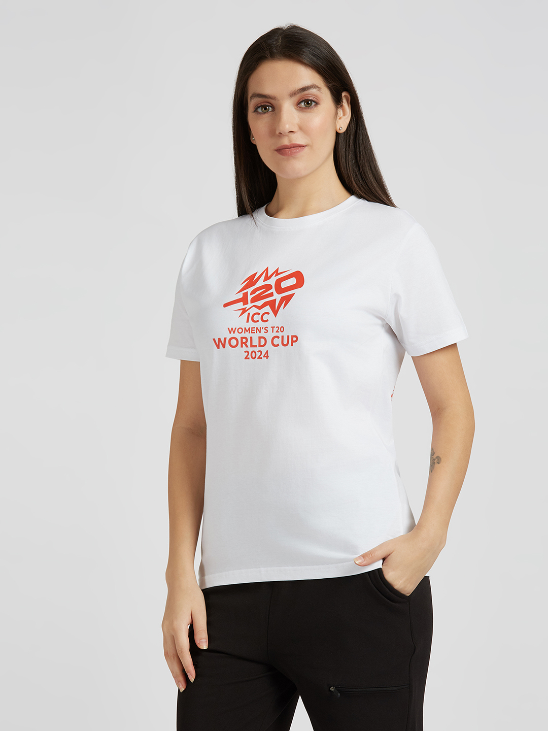 ICC WWC T20 ICC Women's T20 WC-24 White Graphic Printed Cotton T-Shirt (5)