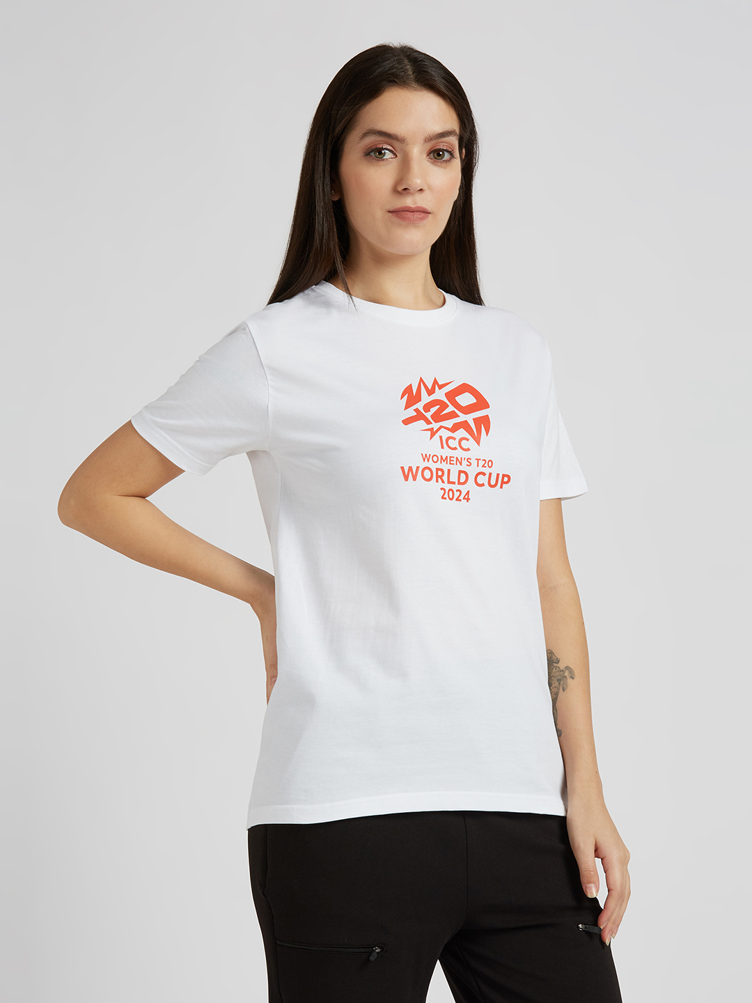 ICC WWC T20 ICC Women's T20 WC-24 White Graphic Printed Cotton T-Shirt (4)