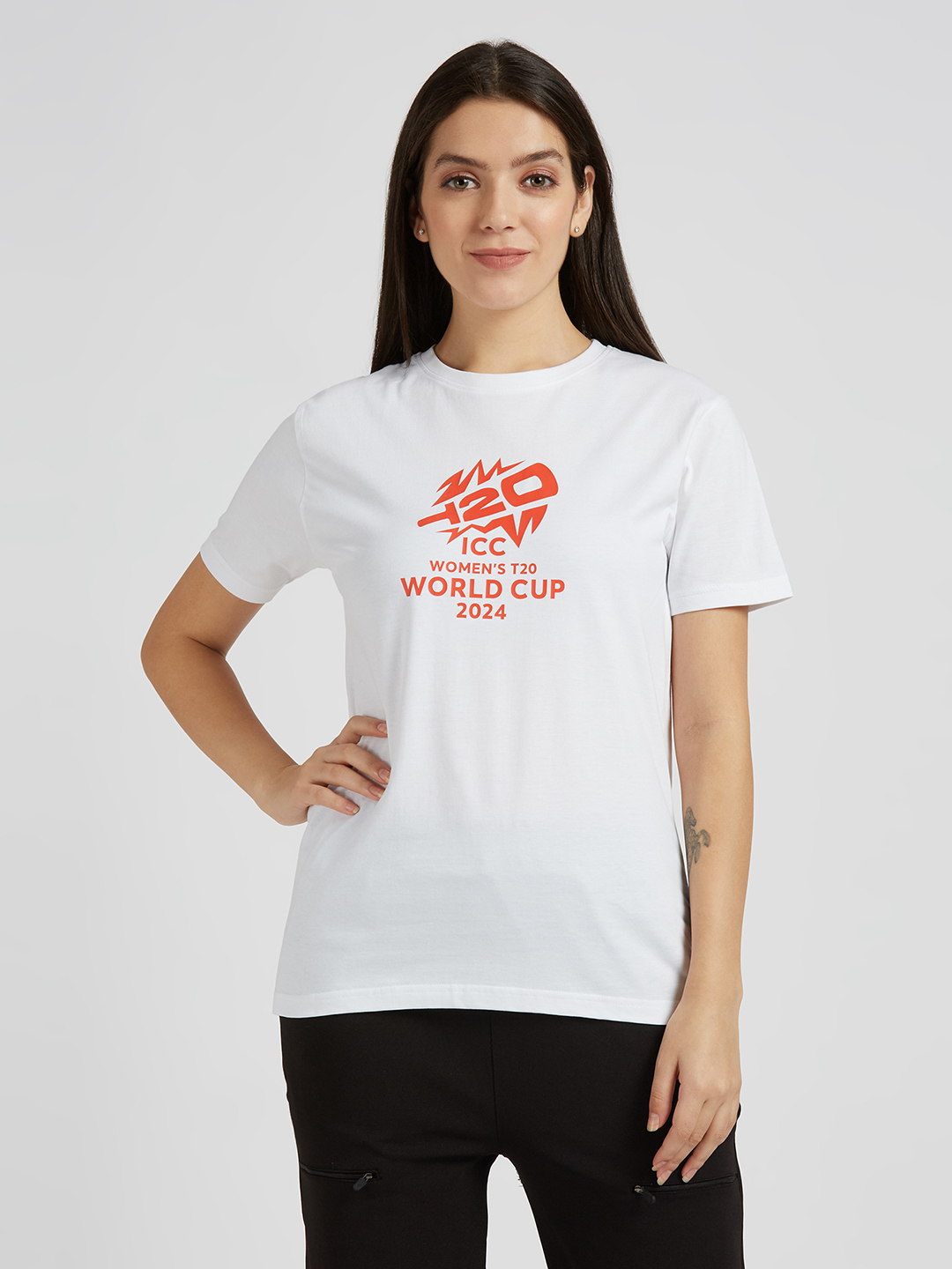 ICC WWC T20 ICC Women's T20 WC-24 White Graphic Printed Cotton T-Shirt (3)