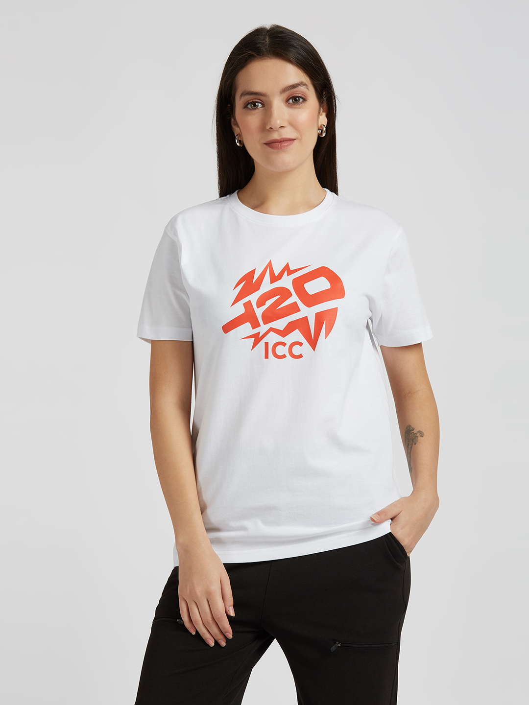 ICC Women's T20 WC-24 White Graphic Printed Cotton T-Shirt