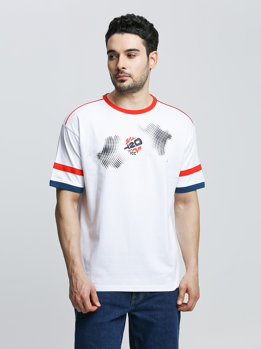 ICC WWC T20 ICC Women's T20 WC-24 White Graphic Printed Half Sleeves Round Oversized T-Shirt (4)