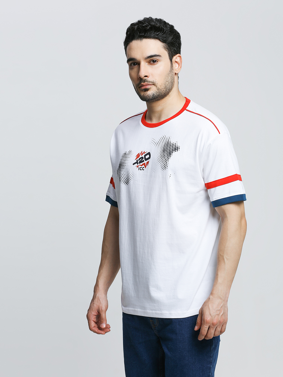 ICC WWC T20 ICC Women's T20 WC-24 White Graphic Printed Half Sleeves Round Oversized T-Shirt (5)
