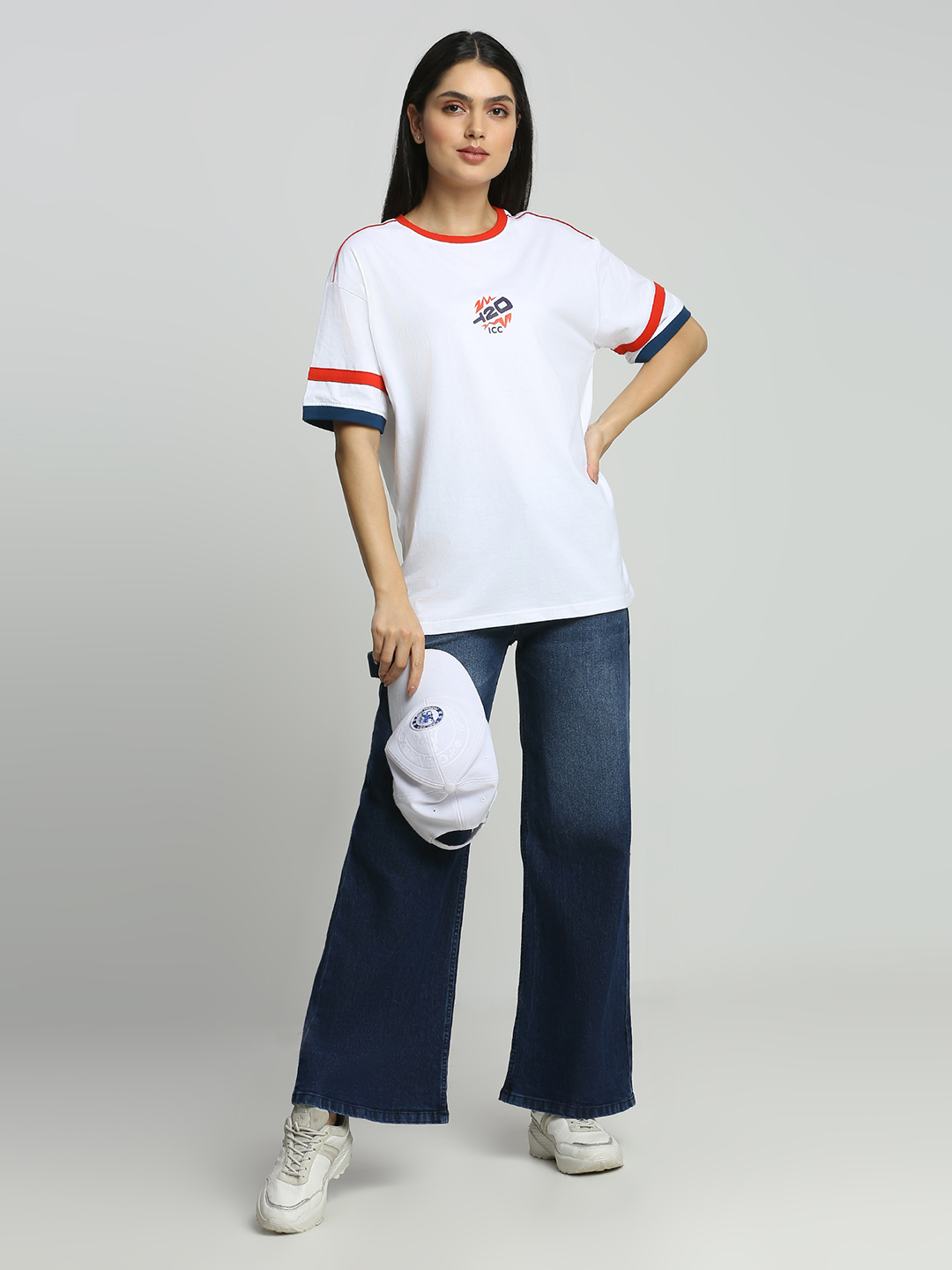 ICC WWC T20 ICC Women's T20 WC-24 White Solid Oversized T-Shirt (7)