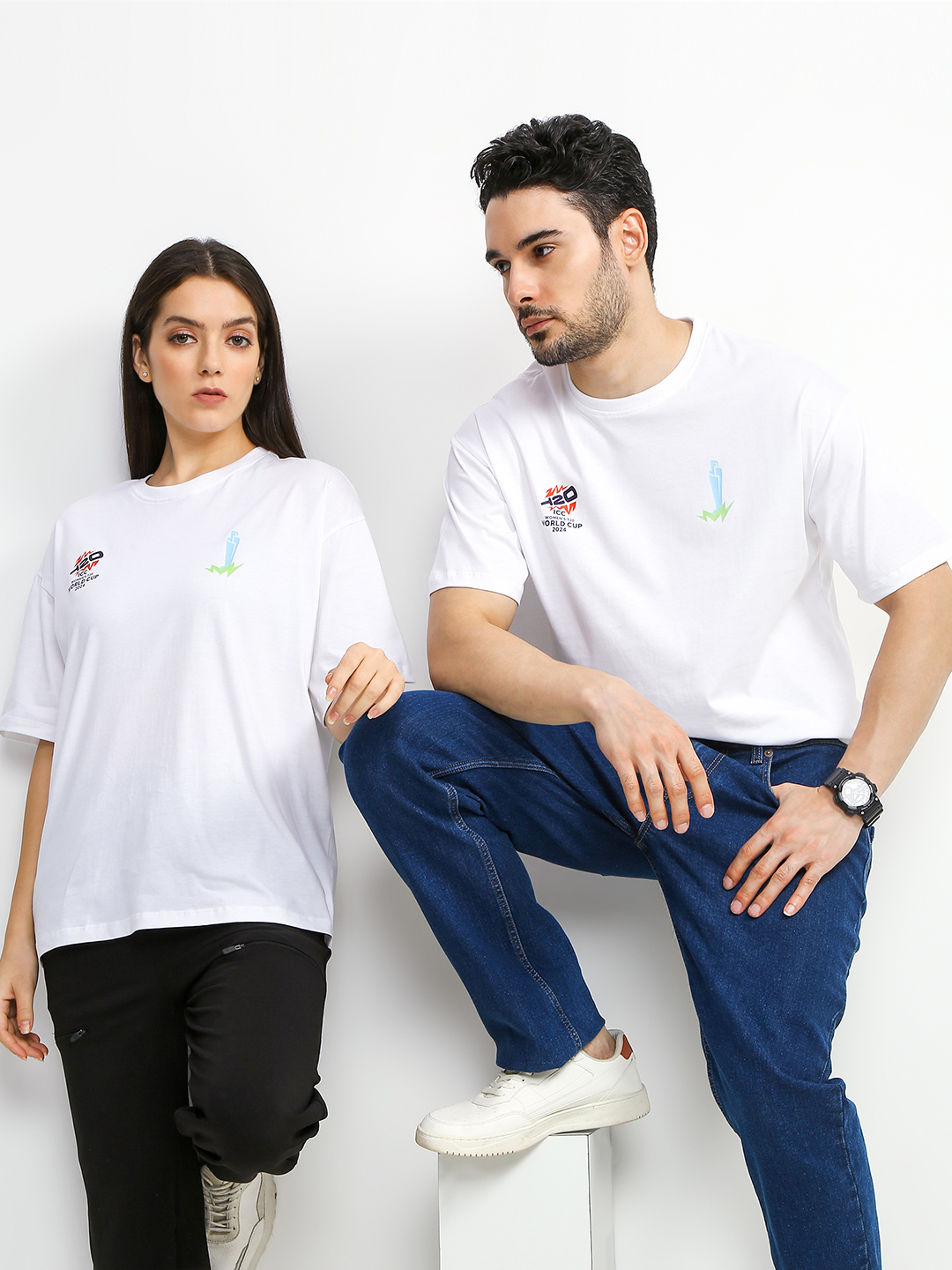 ICC WWC T20 ICC Women's T20 WC-24 White Typography Printed Oversized T-Shirt (10)