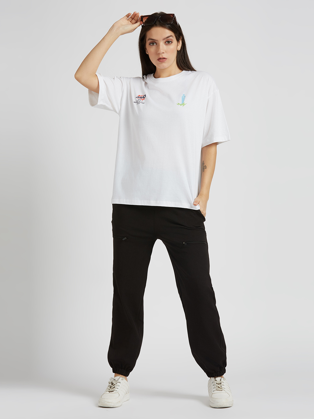ICC WWC T20 ICC Women's T20 WC-24 White Typography Printed Oversized T-Shirt (6)