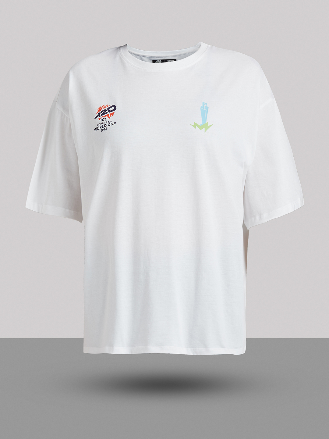 ICC WWC T20 ICC Women's T20 WC-24 White Typography Printed Oversized T-Shirt (7)
