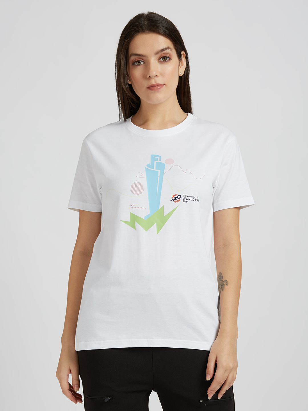 ICC WWC T20 ICC Women's T20 WC-24 White World Cup Printed Cotton T-Shirt (2)