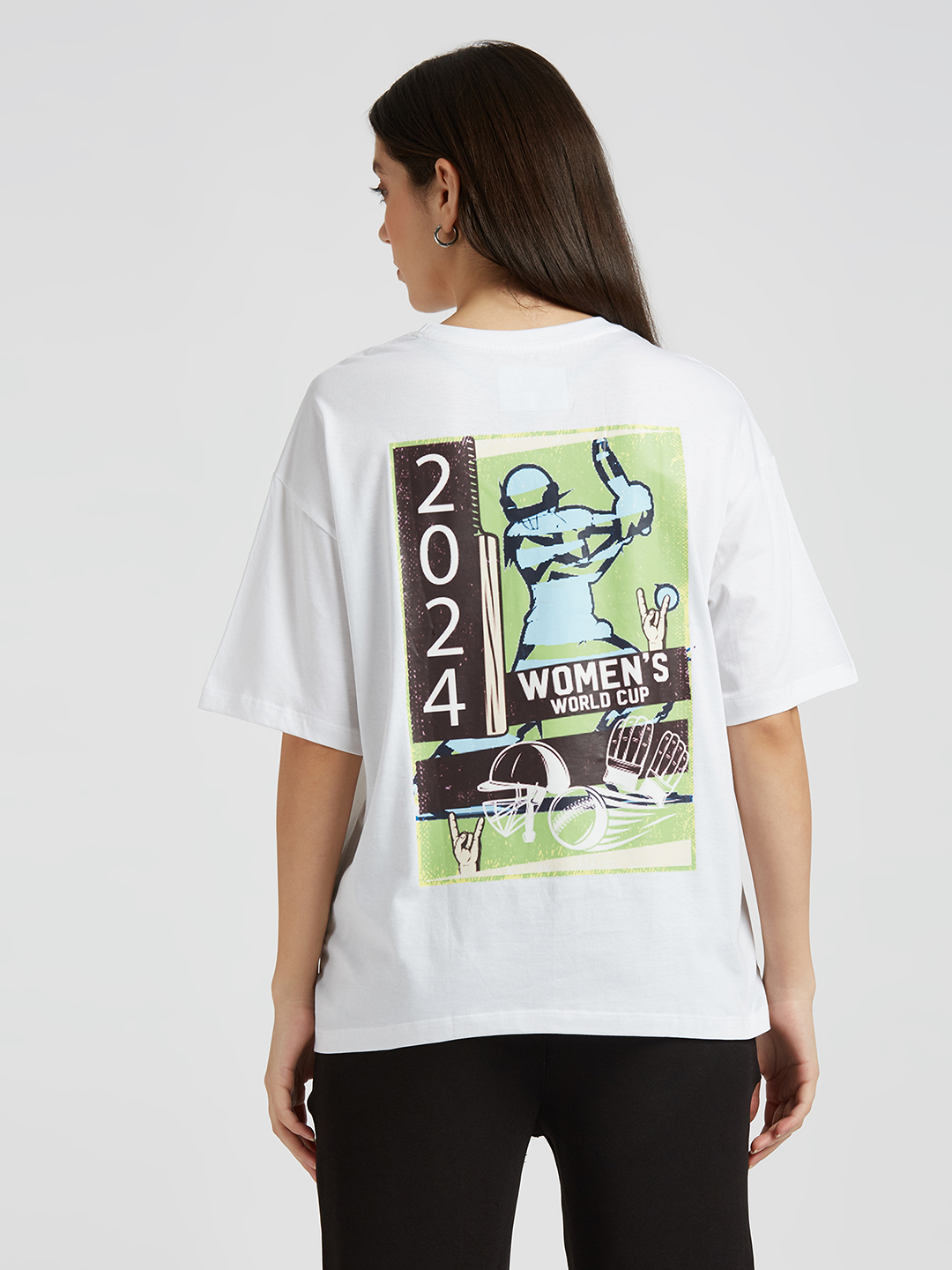 ICC WWC T20 ICC Women's T20 WC-24 Women's World Cup Printed Oversized T-Shirt (5)