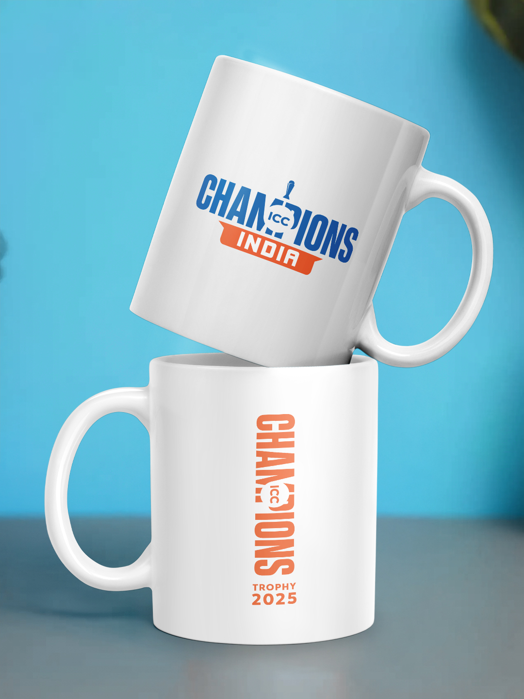 ICC Champions 2025 - India India Champions Ceramic Tea and Coffee Mug - ICC Champions Trophy 2025 (325 ml, White) - Pack (4)