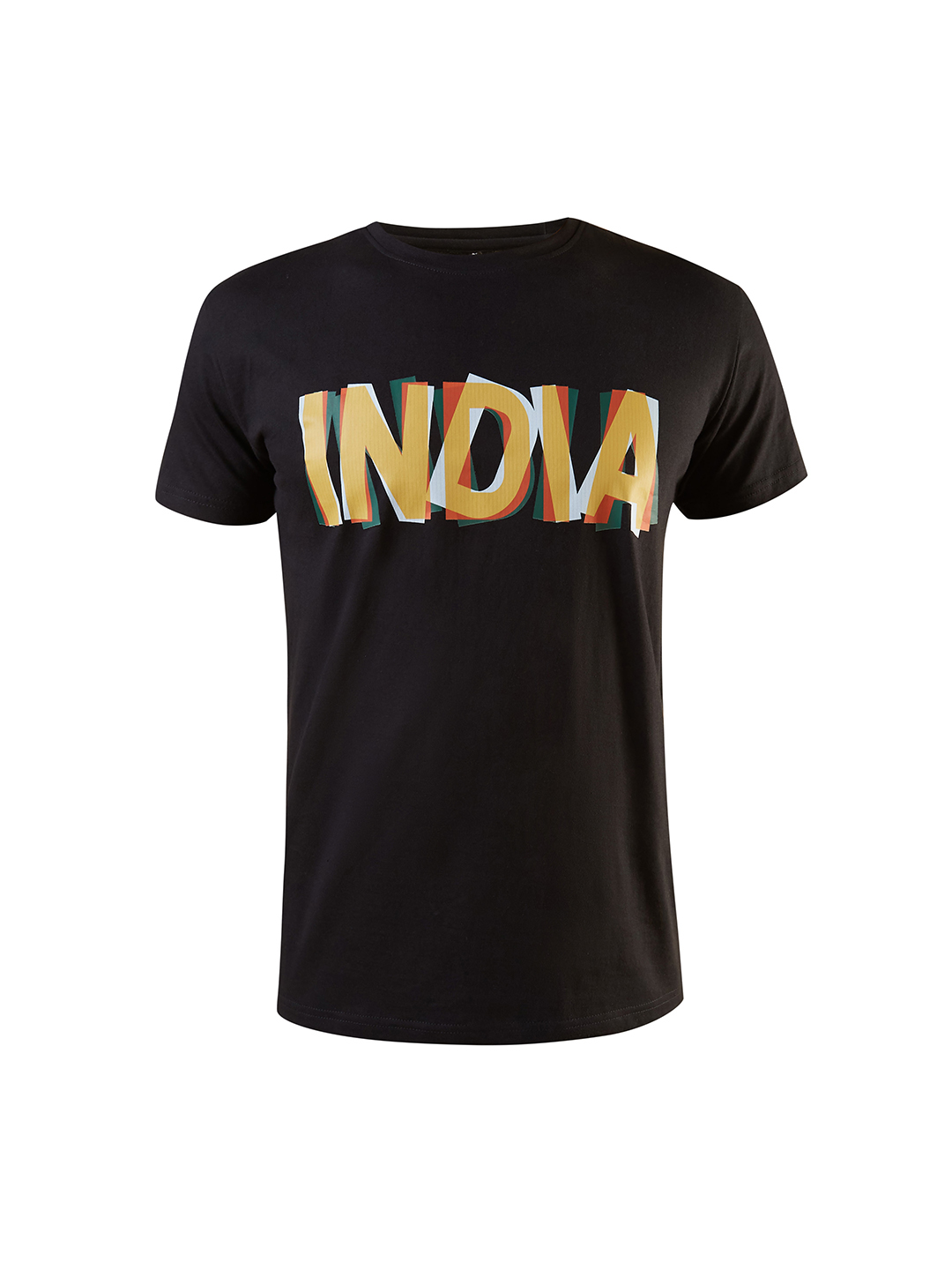 India ICC Champions Trophy 2025 Men Black and Orange Graphic Printed Half Sleeves Round Neck Cotton T-Shirt (6)