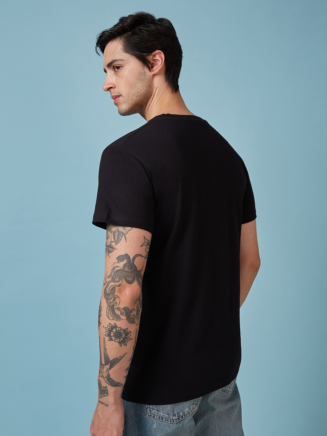 India ICC Champions Trophy 2025 Men Black Typography Printed Half Sleeves Round Neck Cotton T-Shirt (3)
