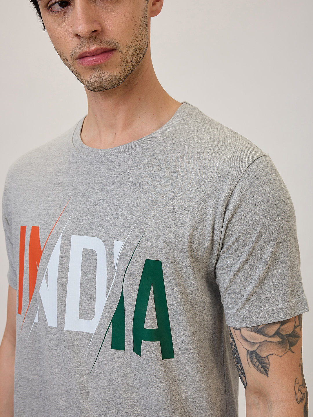 India ICC Champions Trophy 2025 Men Grey Graphic Printed Half Sleeves Round Neck Cotton T-Shirt (4)
