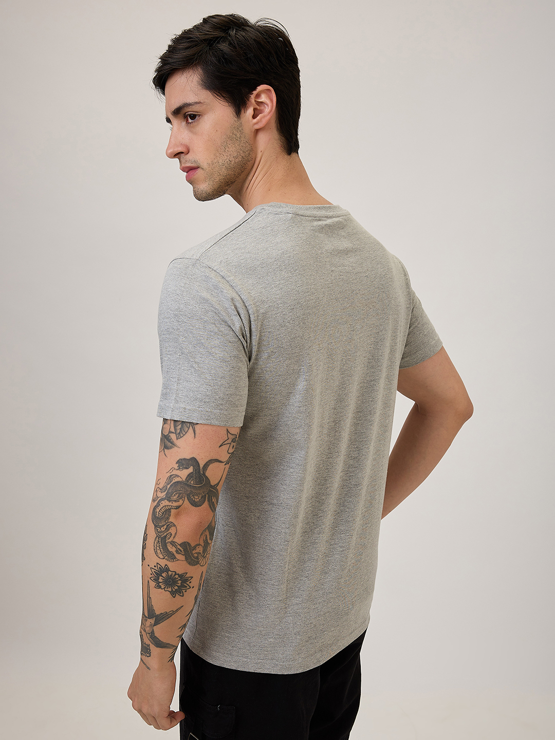 India ICC Champions Trophy 2025 Men Grey Graphic Printed Half Sleeves Round Neck Cotton T-Shirt (2)