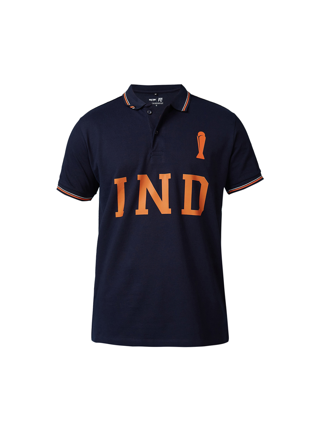 India ICC Champions Trophy 2025 Men Navy and Orange Graphic Printed Half Sleeves Polo Collar T-Shirt  (6)
