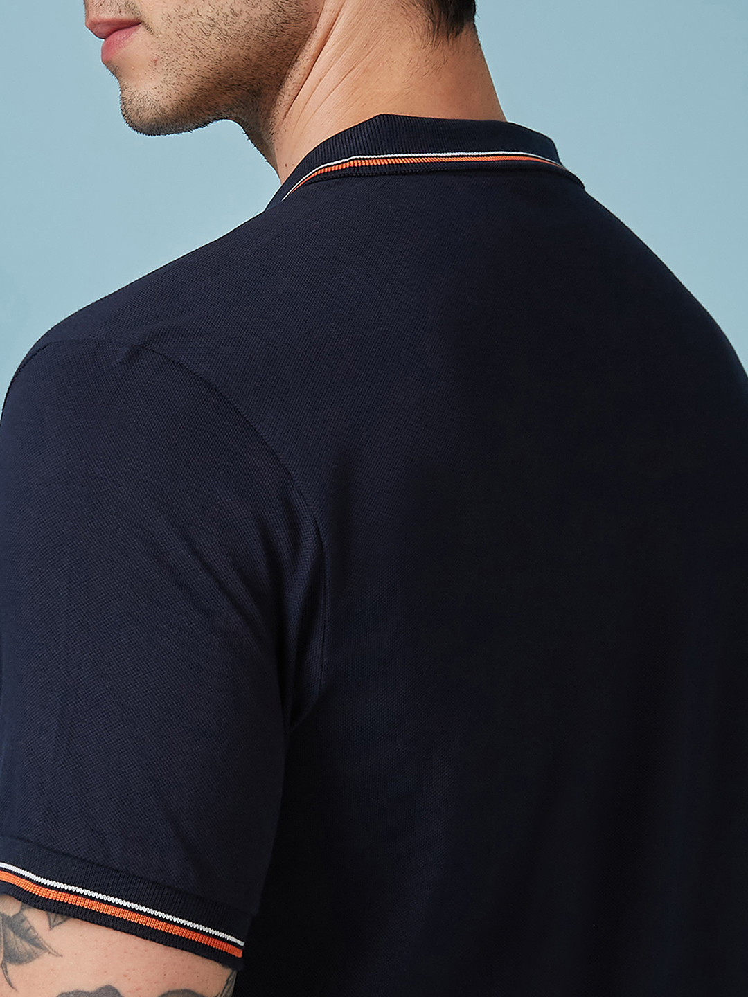 India ICC Champions Trophy 2025 Men Navy Blue Solid Half Sleeves Polo Collor T-Shirt (5)