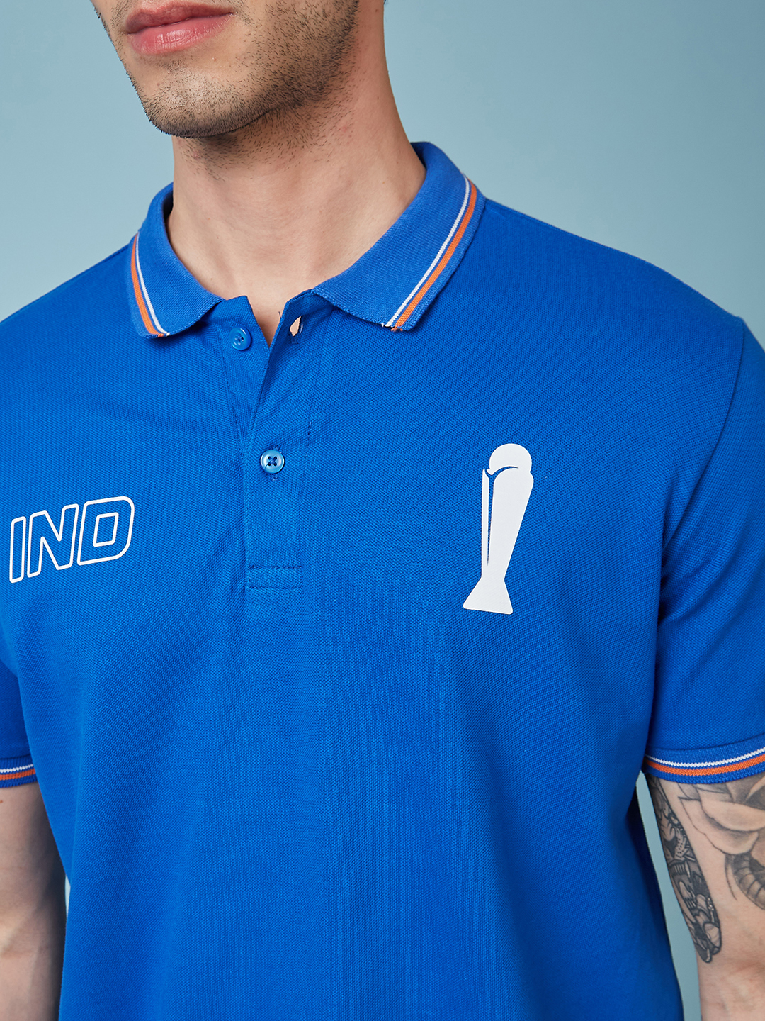 India ICC Champions Trophy 2025 Men Royal Blue Solid Half Sleeves Polo Collor T-Shirt (4)