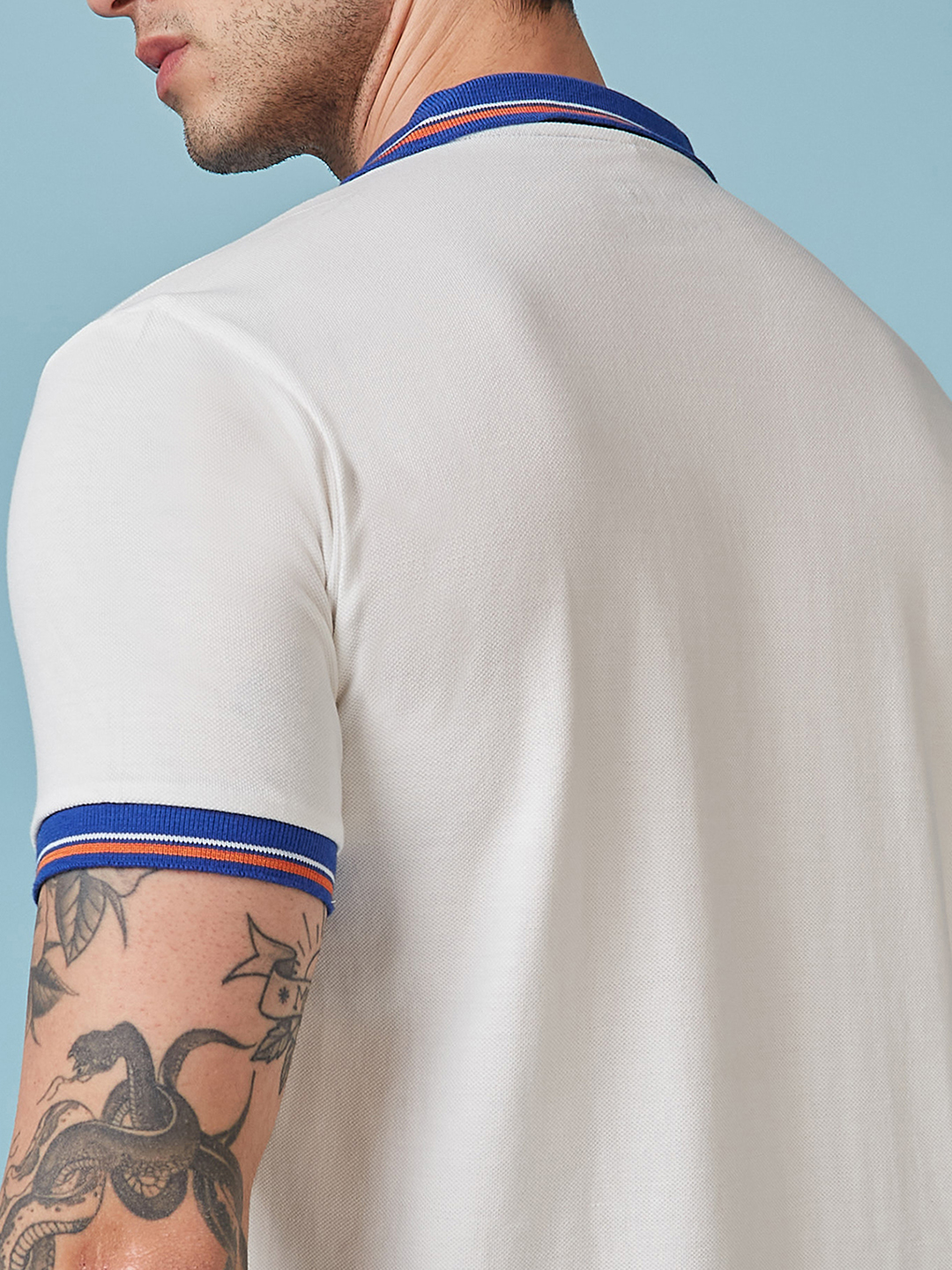 India ICC Champions Trophy 2025 Men White and Royal Blue Solid Half Sleeves Polo Collor T-Shirt (5)