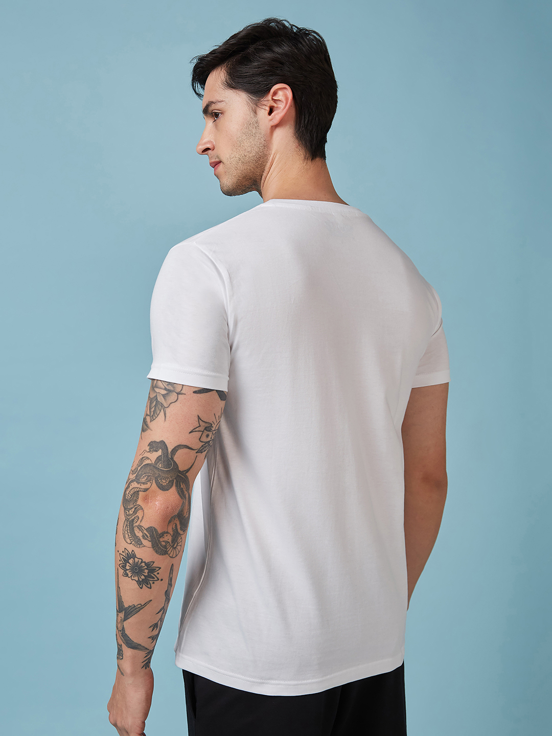 India ICC Champions Trophy 2025 Men White Logo Printed Half Sleeves Round Neck Cotton T-Shirt (3)
