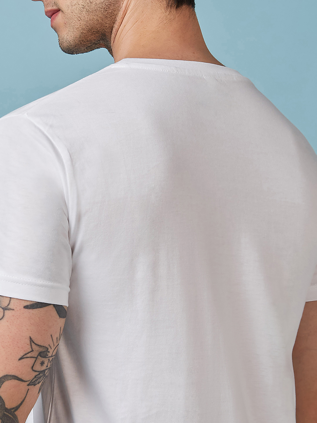 India ICC Champions Trophy 2025 Men White Logo Printed Half Sleeves Round Neck Cotton T-Shirt (5)