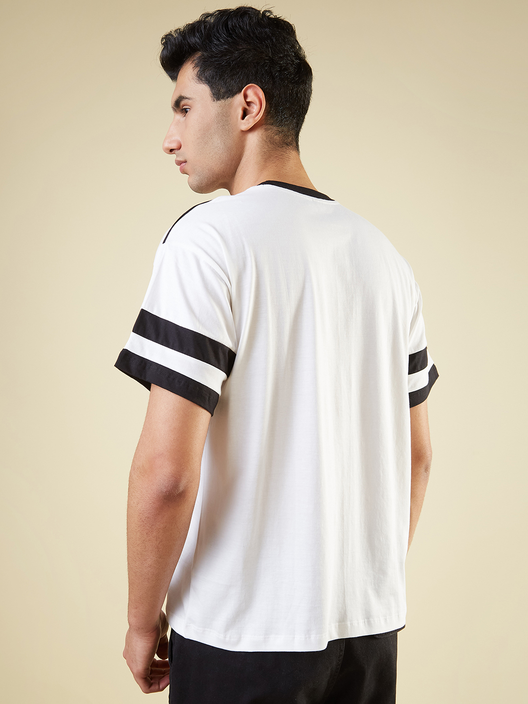 India ICC Champions Trophy 2025 Men White Typography Printed Half Sleeves Round Neck Cotton Oversized T-shirt (2)