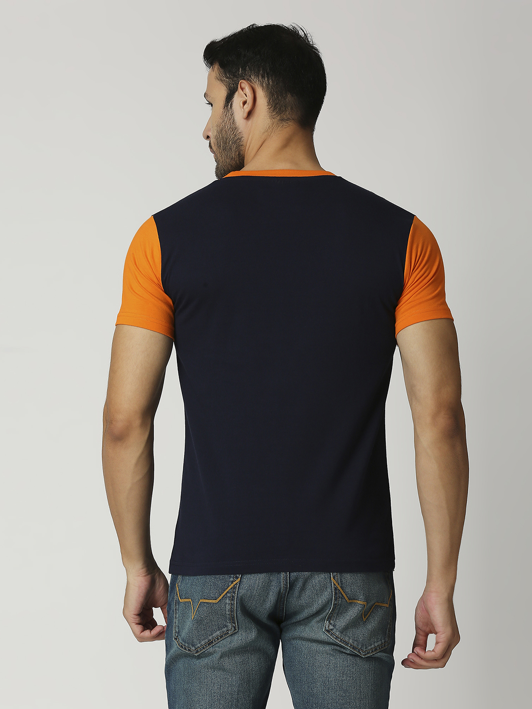 India ICC Men's T20 WC-24 Black and Orange Half Sleeves Round Neck Cotton T-Shirt (4)