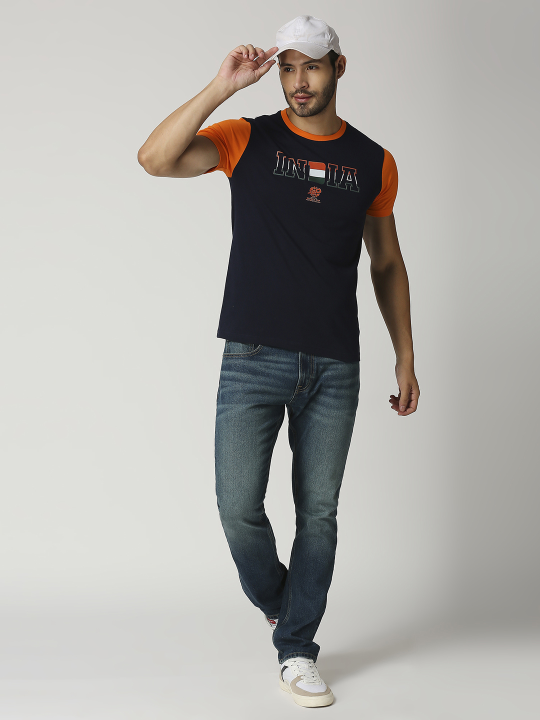 India ICC Men's T20 WC-24 Black and Orange Half Sleeves Round Neck Cotton T-Shirt (6)