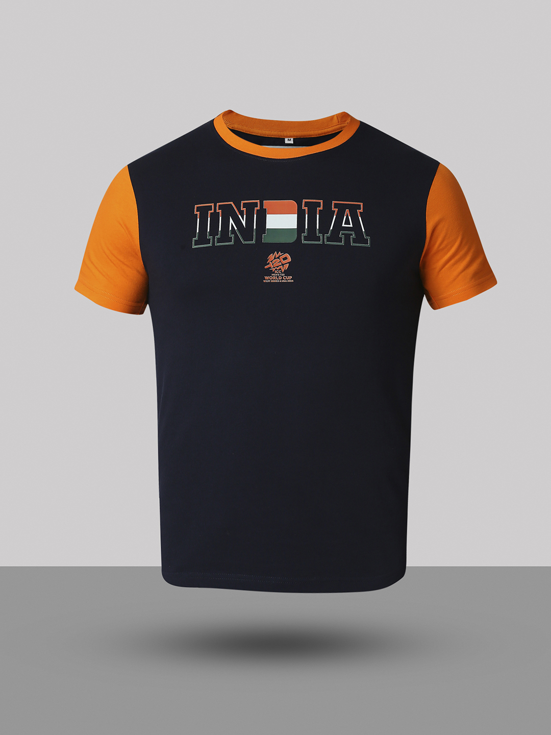 India ICC Men's T20 WC-24 Black and Orange Half Sleeves Round Neck Cotton T-Shirt (7)
