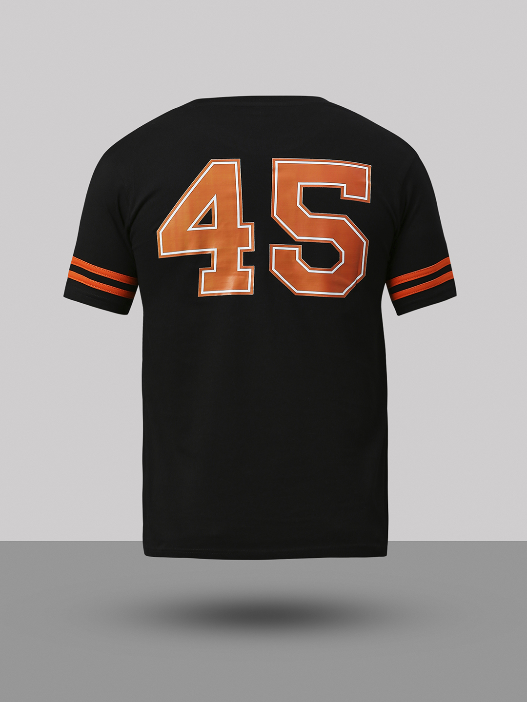 India ICC Men's T20 WC-24 Black and Orange Printed Half Sleeves Round Neck Cotton T-Shirt (10)