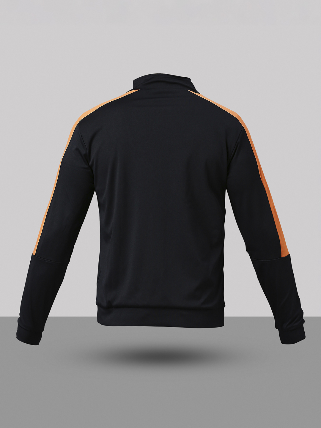 India ICC Men's T20 WC-24 Black & Orange Solid Full Sleeves Stand Collar Polyester Sporty Jacket (10)
