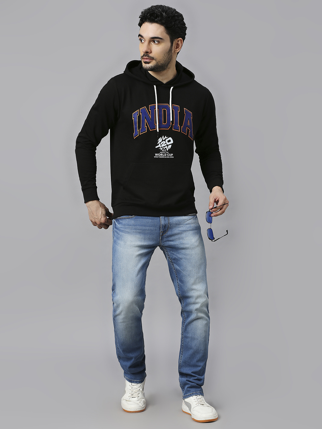 India ICC Men's T20 WC-24 Black Typography Printed Full Sleeves Hooded Sweatshirt (6)