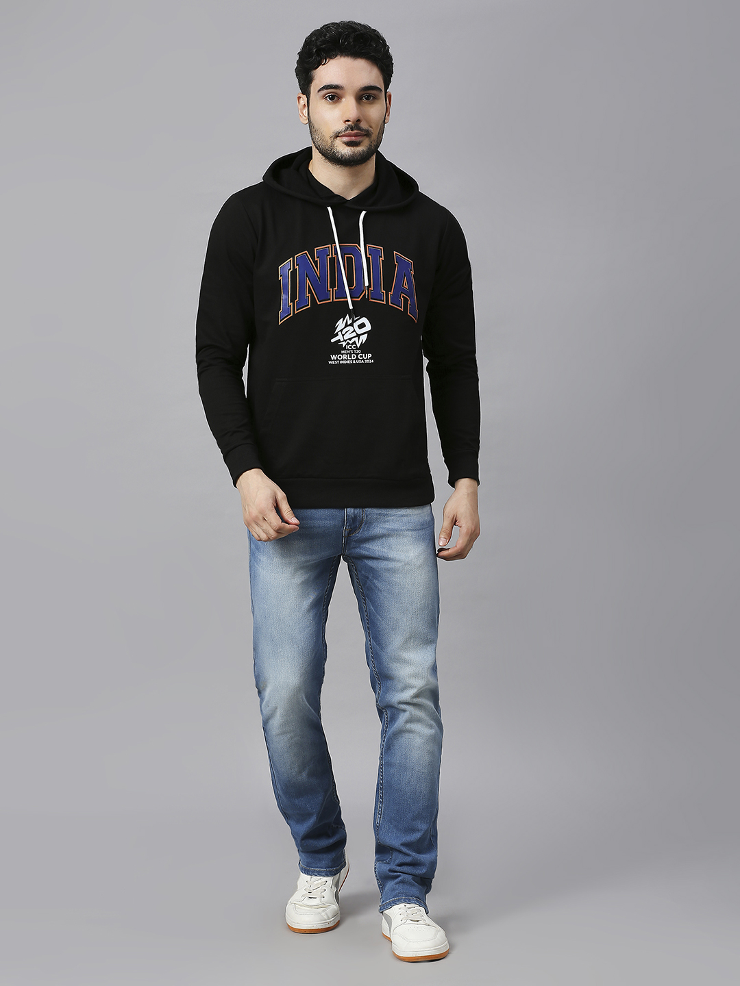 India ICC Men's T20 WC-24 Black Typography Printed Full Sleeves Hooded Sweatshirt (7)
