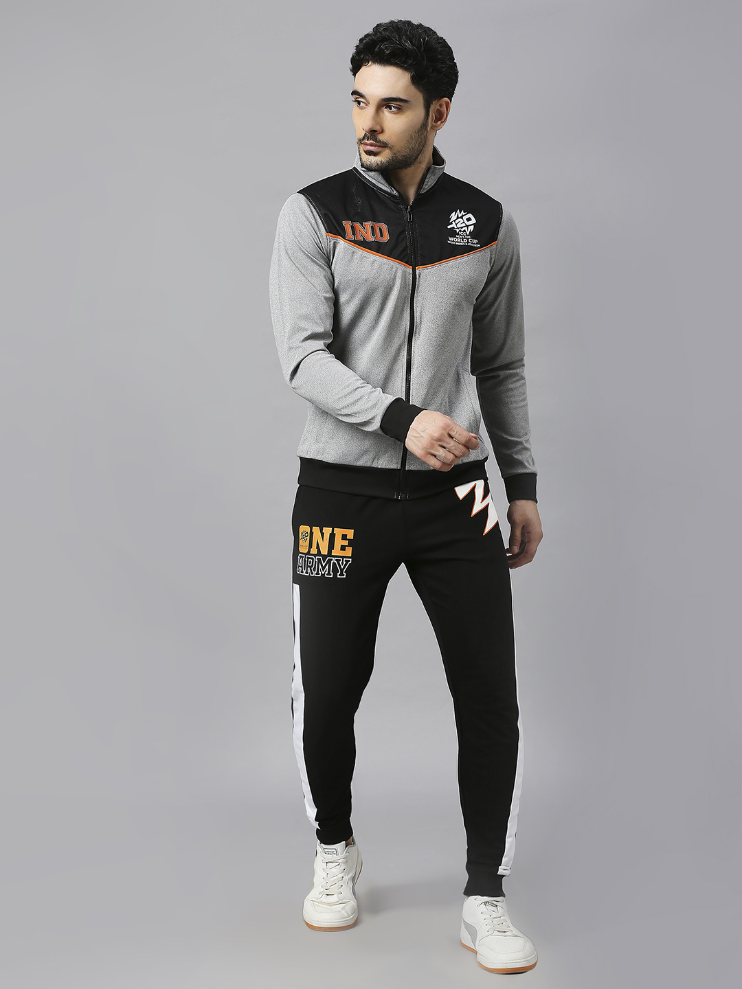 India ICC Men's T20 WC-24 Black Typography Printed Mid-Rise Slim Fit Training Joggers (7)