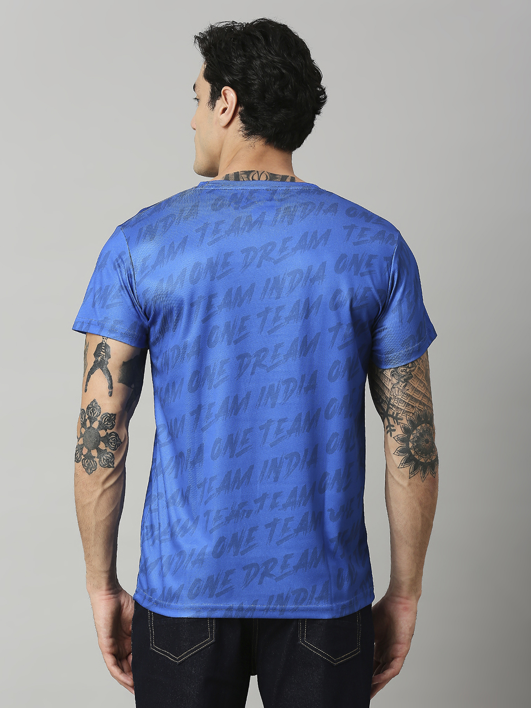 India ICC Men's T20 WC-24 Blue Graphic Printed Half Sleeves Round Neck Polyester T-Shirt (5)
