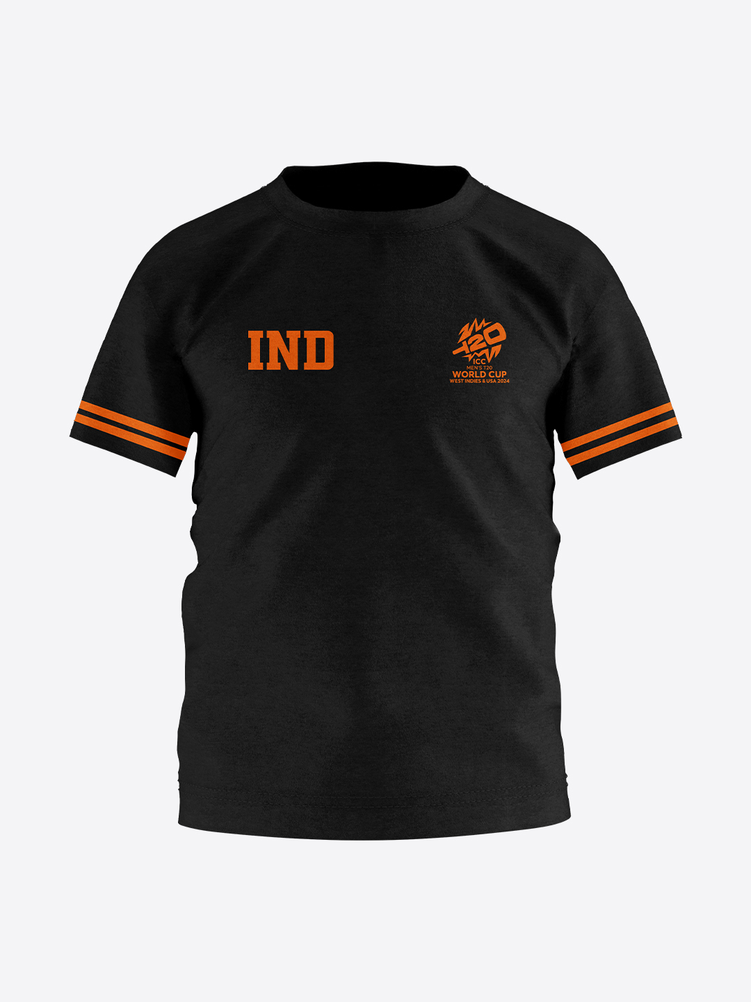 Buy ICC Men's T20 WC-24 Boys Black and Orange Printed Half Sleeves ...