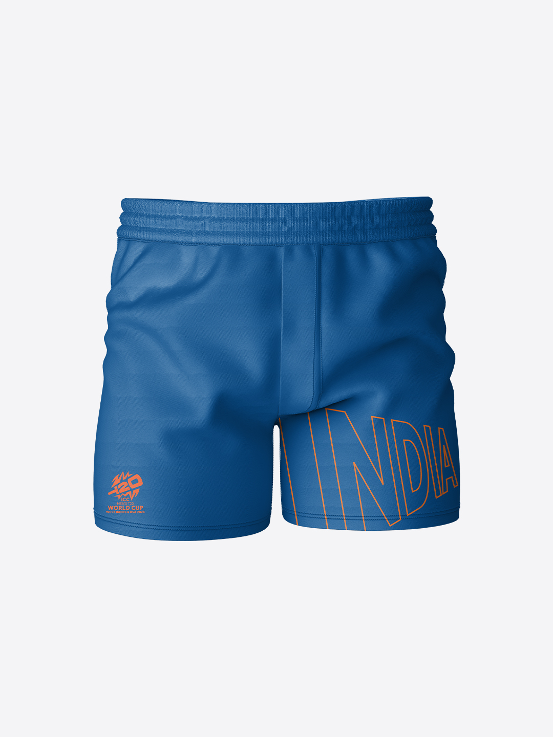 India ICC Men's T20 WC-24 Boys Royal Blue Printed Mid-Rise Active Sports Shorts (1)