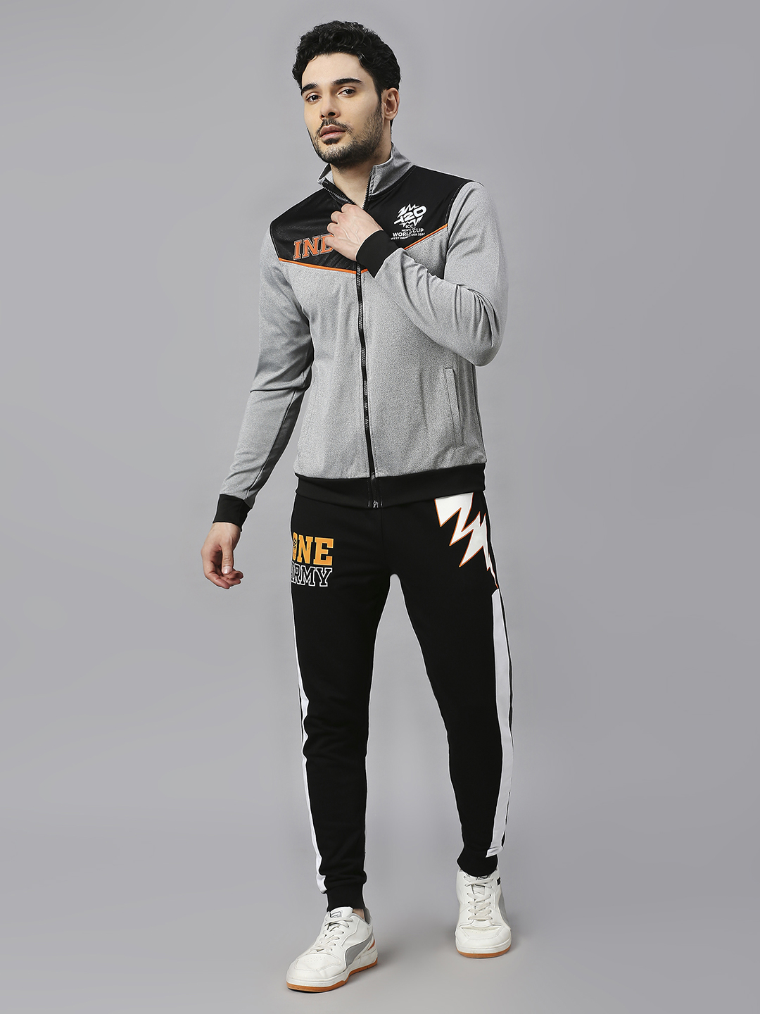 India ICC Men's T20 WC-24 Grey and Black Full Sleeves Stand Collar Polyester Jacket (6)