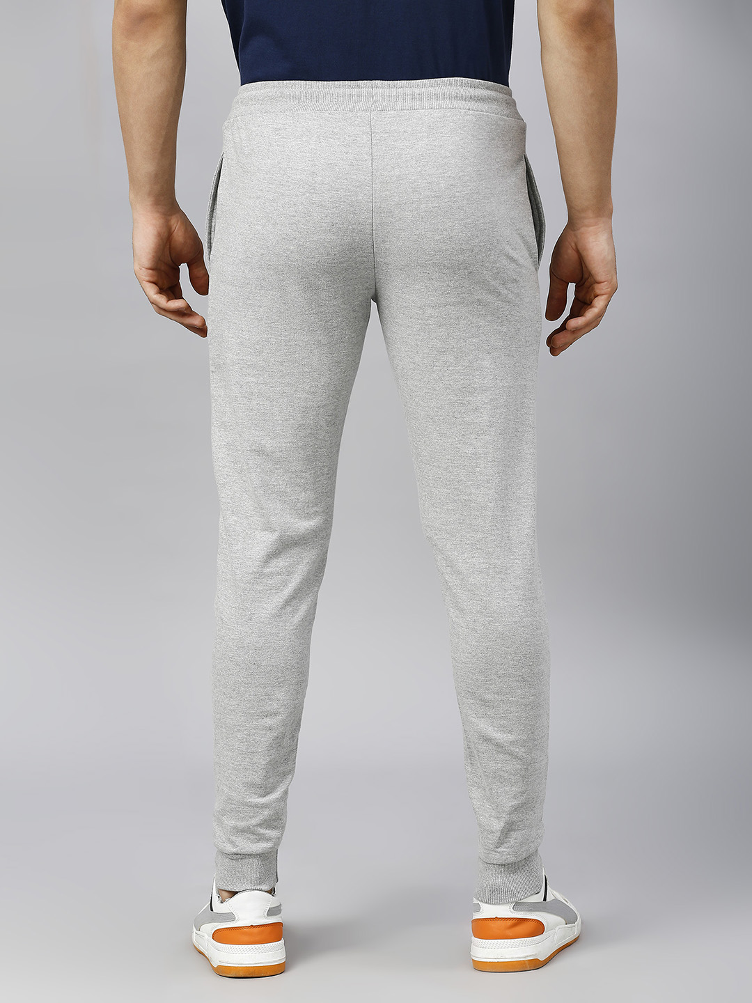 India ICC Men's T20 WC-24 Grey Melange Typography Printed Mid-Rise Slim Fit Training Joggers (5)