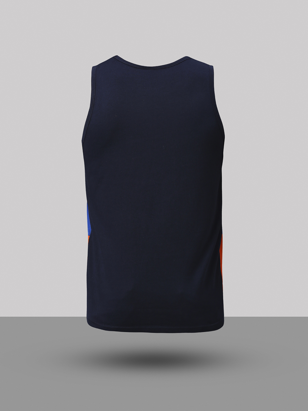 India ICC Men's T20 WC-24 Navy Blue and Orange Printed Sleeveless Round Neck Polyester Sports Vest (9)